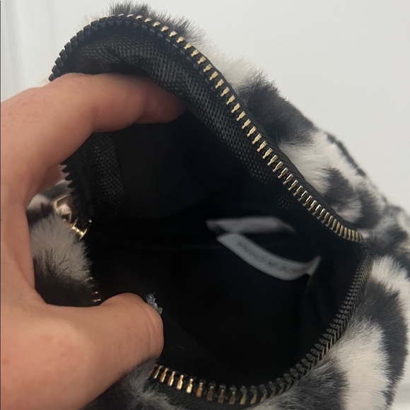 5/$25 Cato Black and White Checkered Fur Wristlet - Picture 3 of 3
